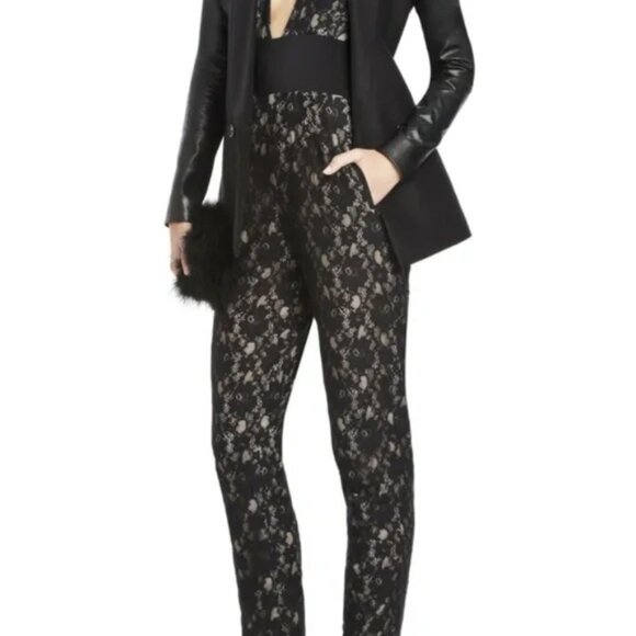 BCBGMAXAZRIA Black Lace Serafina Jumpsuit SZ 2 - Picture 4 of 11
